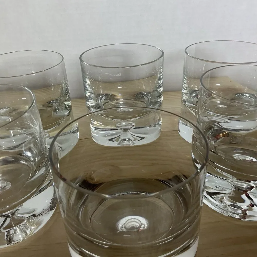 HTF CRATE & BARREL POLAND CLEAR KROSNO BUBBLE DOF GLASS Set Of 6